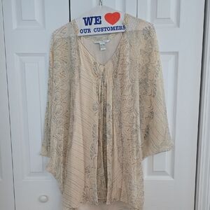 Diane Von Furstenberg Cream Paisley Sheer Tie-Front Mini Dress
